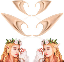 2 Pairs Halloween Elf Ears - Medium and Long Style Cosplay Fairy Pixie Elf Ears