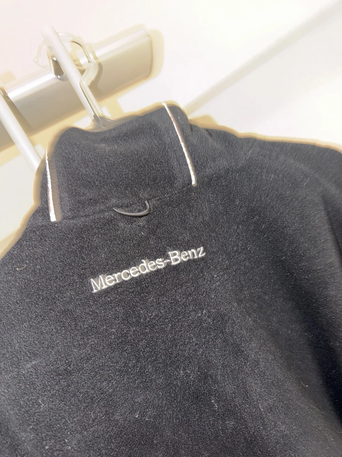 Vintage Mercedes Benz Black 90s Mens Zip Fleece Jacket Racing Size L-XL image 3