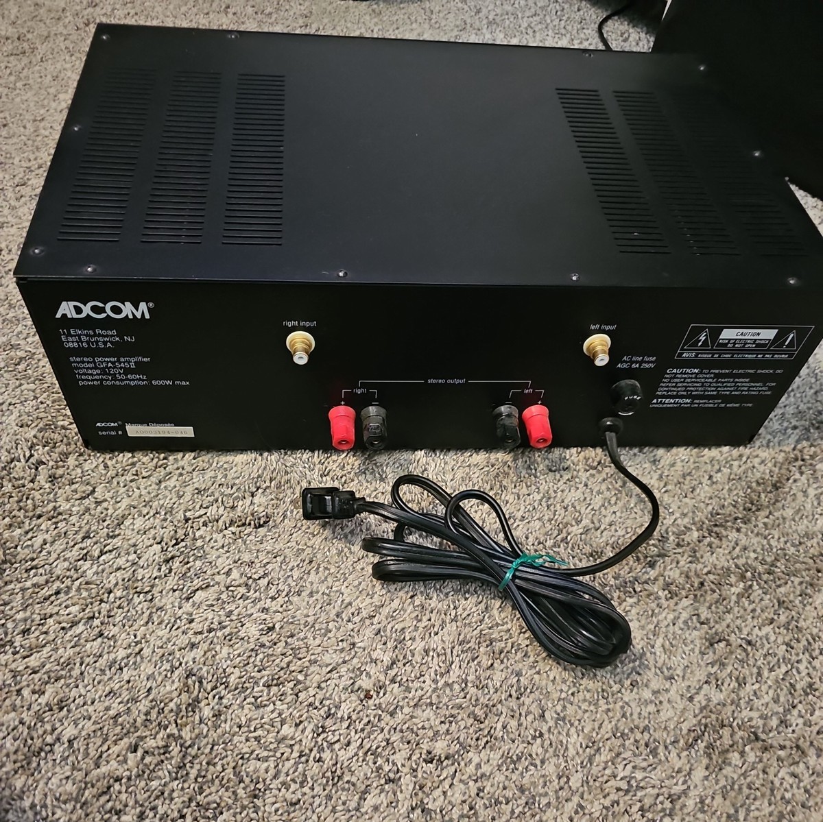 Adcom GFA-545 Stereo Power Amplifier– Nelson Pass Design–100W x 2