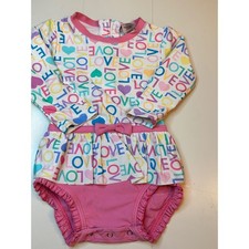 RuffleButts Swimsuit Baby Girl 18-24M Pink Love Excellent Long Sleeve Rash Guard