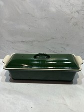 Terrina in ghisa smaltata rettangolare verde Le Creuset 28 cm con coperchio - ottime condizioni