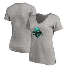 Women's Heathered Gray New York Liberty Primary Logo V-Neck T-Shirt