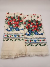 Set Of Two Vtg Strawberry Kitchen Towels 100%...