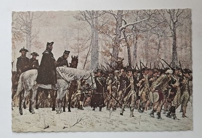General Washington Reviewing Troops at Valley Forge Bicentennial Postcard