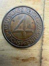 4 Reichspfennig 1932D Bronzem&uuml;nze