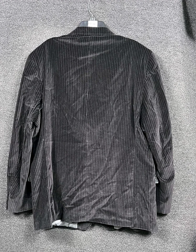 J. Ferrar Blazer Mens 48R Charcoal Pinstripe Corduroy Sport Coat 2 Button Lined - Image 2 of 4