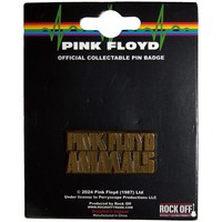 Pink Floyd Anstecknadel Animals Gold Text Logo Offiziell Lizenziert