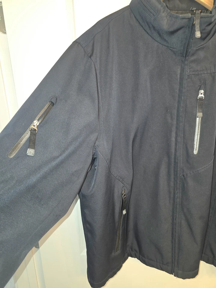 T-Tech by TUMI XXL Navy Blue Softshell Jacket Quilted Liner Packable Hood - Image 2 of 4