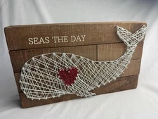 Primitives By Kathy Seas the Day Whale String Art Sign-Beachy Vibes