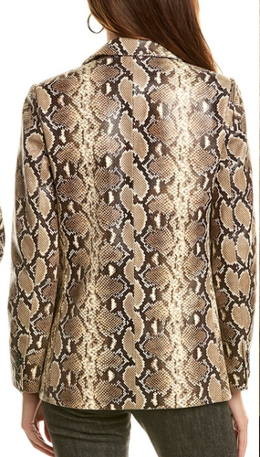 THE KOOPLES Snakeskin Effect Leather Jacket sz 40Fr Python Print Blazer $1K - Picture 2 of 9