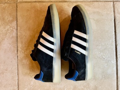 adidas x Maxallure Campus Black Suede, White Stripes, Blue Ice Outsole. Size 12M
