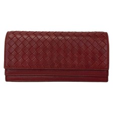 BOTTEGA VENETA Intrecciato 143305 Red Leather - Long Wallet