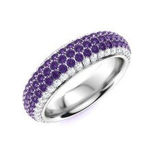 2MM Round Shape Amethyst 925 Sterling Silver Full Eternity Band Women Ring