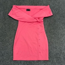 ASOS Design Mini Dress Women's US 6 Hot Pink Off Shoulder Bodycon Pull On Party
