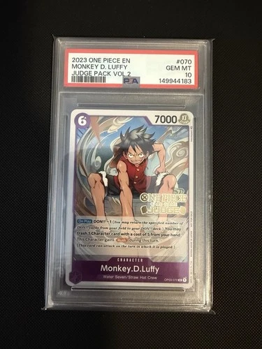 Monkey.D.Luffy (Judge Vol. 2) OP03-070 One Piece Promotion Card  - PSA 10
