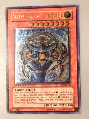 yugioh ARCANA FORCE XXI - THE WORLD LODT-EN016 Ultimate Rare 1st Ed near  mint