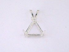 Trillion 6 Prong Wire Mount Pendant Setting Sterling Silver