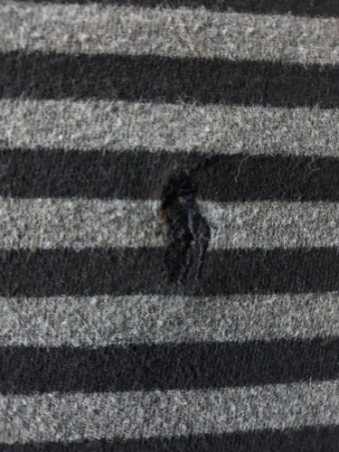 Vtg 90s Ralph Lauren Polo Striped Long Sleeves Collared Cotton Black Gray Sz XL - Picture 4 of 9