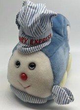 Vtg Working Eden Blue Train Plush Baby Express Toy Musical Key Railroad Song 8