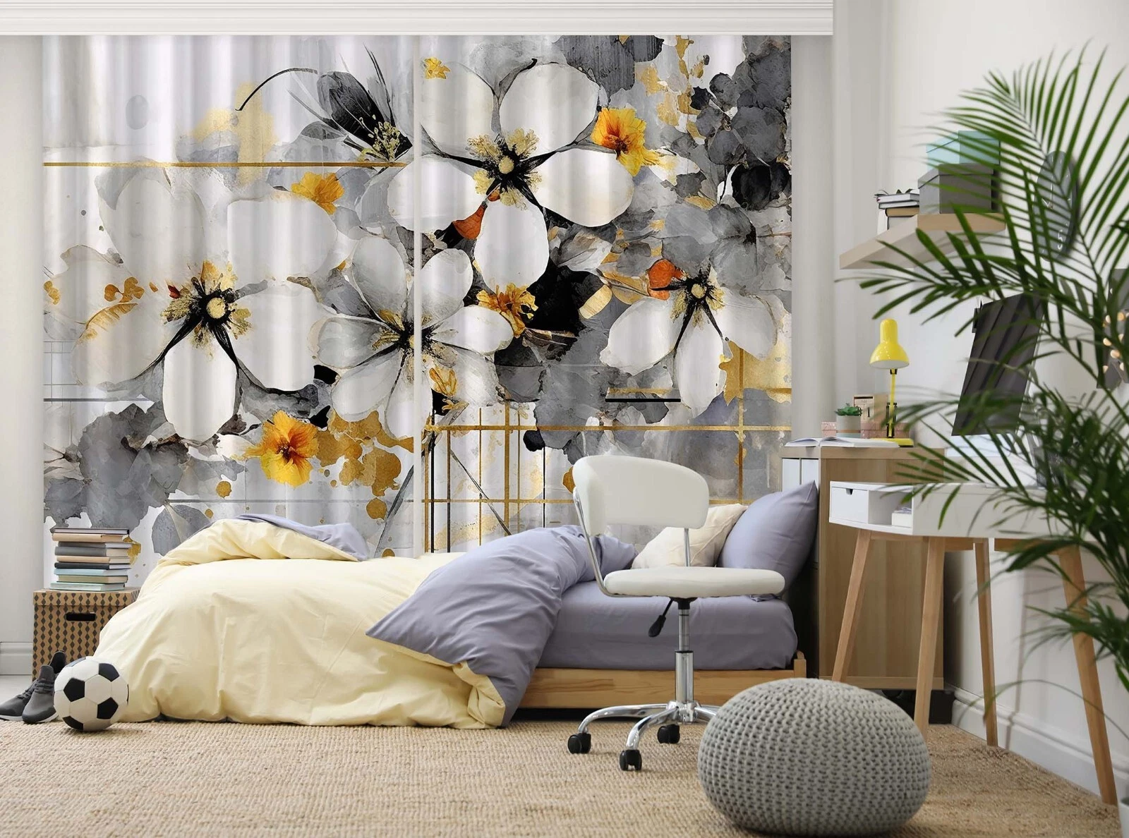 3D White Petals ZHUC3790 Photo Curtain Window Blockout Fabric Amy 2024