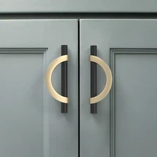 Amerdeco 6 Pack Black Brushed Gold Cabinet Pulls 3.75 Inch96MM Hole Centers K...
