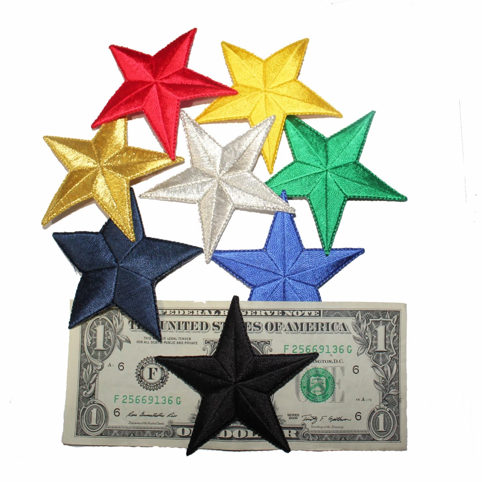 Аппликации нашивки звездные нашивки (5 упаковок) вышитые звездами утюг - 3 дюйма - Изображение 4 из 4