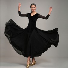 Latin Ballroom Dance Dress Modern Salsa Waltz Standard Long Dress C033 2 Colors