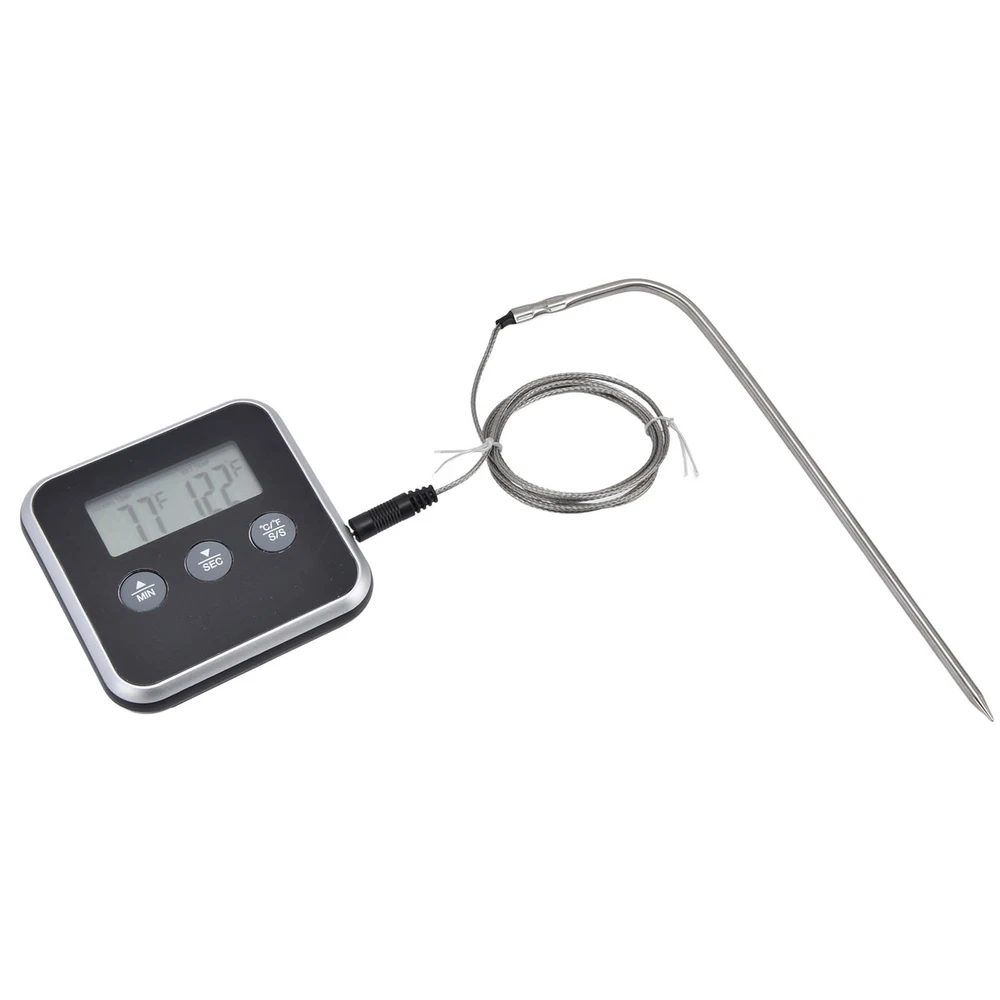 (Black)Meat Thermometer Smart 3 Buttons Digital LED Display Multifunctional O (Black)Meat Thermometer Smart 3 Buttons Digital LED Display Multifunctional O