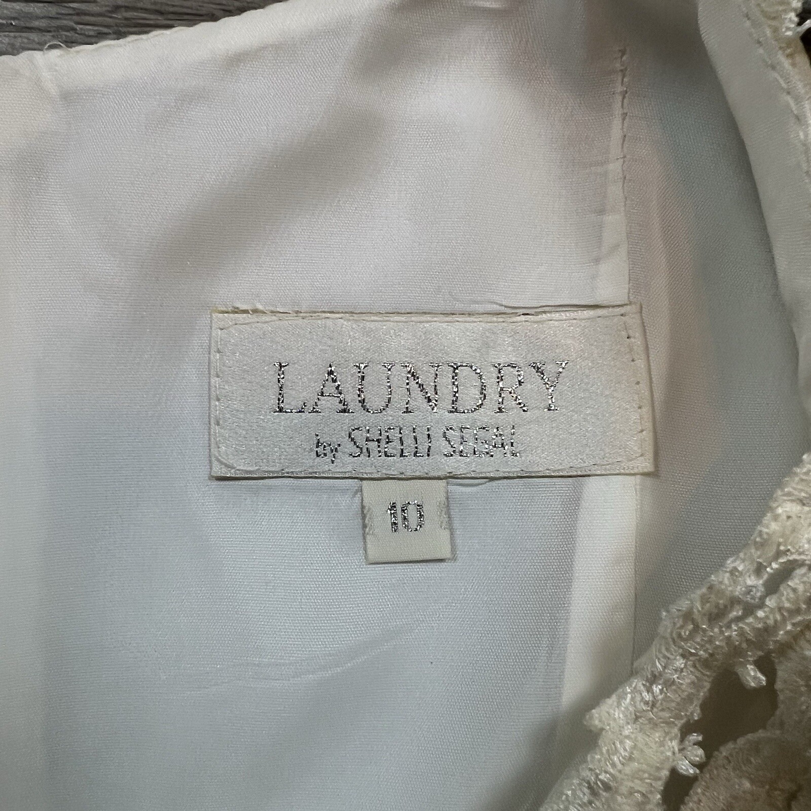 Vintage 90’s Laundry Shelli Segal Dress Women Off White 100% Polyester Size 10 thumbnail 7