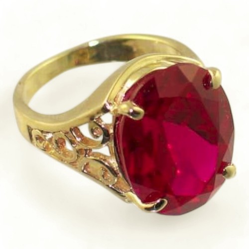 Created Ruby, Solid 10KY or 14KY Gold Ladies Ring, R049 - Picture 2 of 7