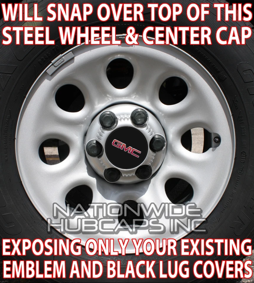 Juego de 4 cubiertas tapacubos simuladores de llantas negras GMC 1500 6 orejetas 17" Foto 2 de 4