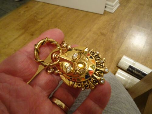 RARE Vintage Gold Jewelled Ethnic Womans Face Belt Buckle - FREE P&P - Picture 4 of 4
