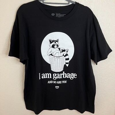 Chomp Men's X-Large Black T-Shirt Racoon I Am Garbage And So Are You Graphic NEW