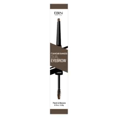 NEW Ebin 24 Hour Flawless Dual Eyebrow Pencil & Mascara Natural Espresso (Boxed)