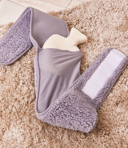 SlumberzzZ Grey Teddy Fleece Hot Water Bottle Body Wrap Belt - Picture 4 of 4