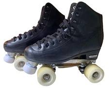 Men's Mens Size 9 Black White Roller Derby Rollerskates Aluminum Trucks Jump Bar