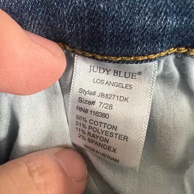 Judy Blue Relaxed Fit Blue Jeans Mid Rise 7/28 Cotton Blend