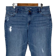 Lee Riders womens distressed cropped jeans size 16 stretch med wash