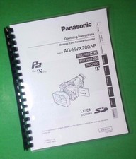 Owners Manual for Panasonic AG-HVX200AP Video Camera 138 Pages W/Clear Covers 