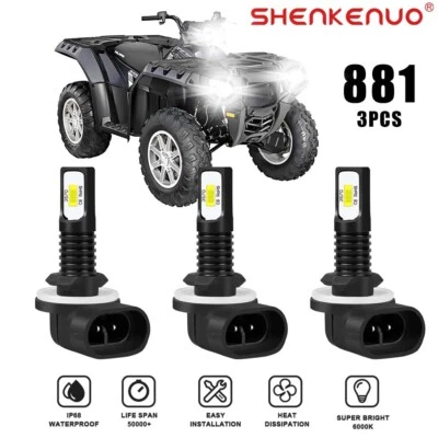 SHENKENUO For Polaris Sportsman X2 500 550 700 800 Pair 90W LED Headlight Lamp Bulbs