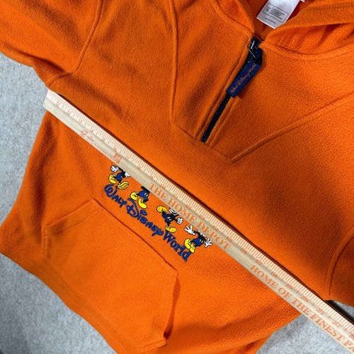Vintage Disney World Mickey Mouse Youth XL Orange Blue 1/4 Zip Hoodie Pullover - Picture 7 of 9