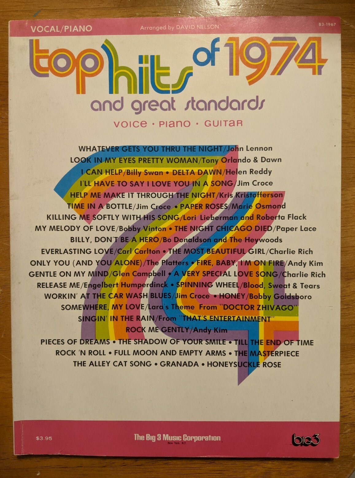 Top Hits of 1974 and Standards Sheet Music Piano Vocal Guitar Songbook Big 3 SC eBay