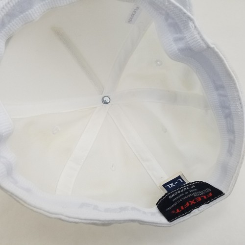 Travis Mathew Baseball Golf Cap Hat White Blue Stripe Flexfit Yupoong Size L-XL - Picture 9 of 13