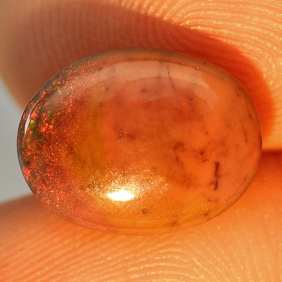 Juego de Colores Arco Iris Fuego Rojo Negro Ópalo 2.52 Ct Cabujón Ovalado Piedra Preciosa Natural Foto 3 de 4