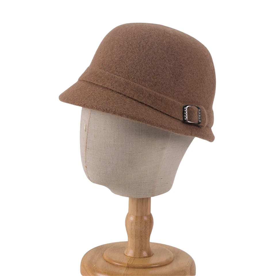 Sombrero cubo de lana de invierno para mujer años 20 sombreros Fedora vintage fiesta derby iglesia Foto 4 de 4