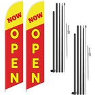Preboun 2 Sets 12 ft Now Open Feather Flags Pole Kit for Business Advertising.