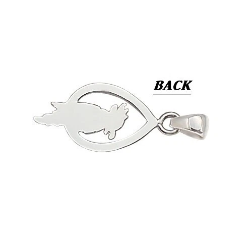 Colgante de pájaro loro enchapado en oro blanco marco ovalado - sin cadena Foto 4 de 4