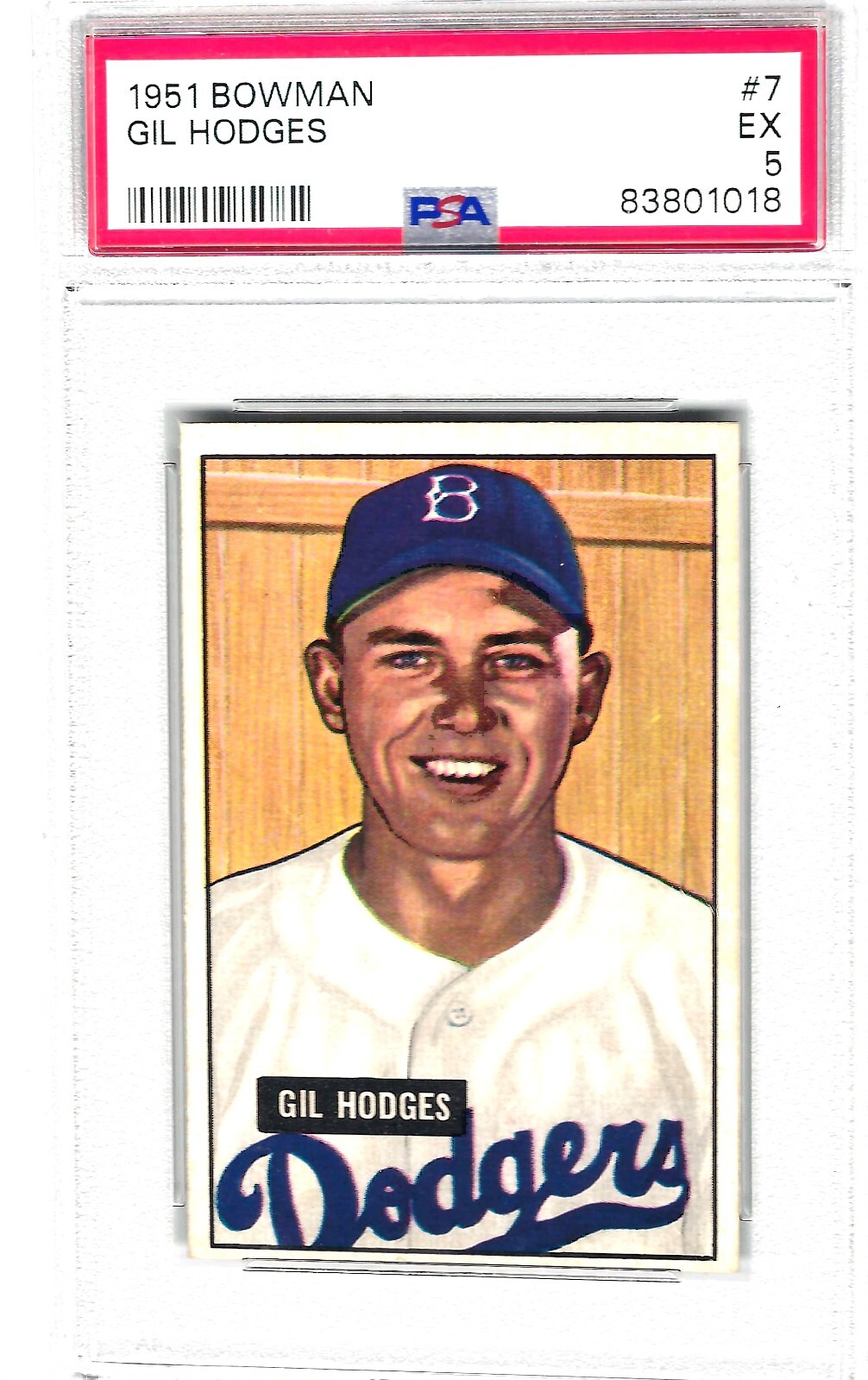 1951 Bowman Gil Hodges Card # 7 Graded PSA 5