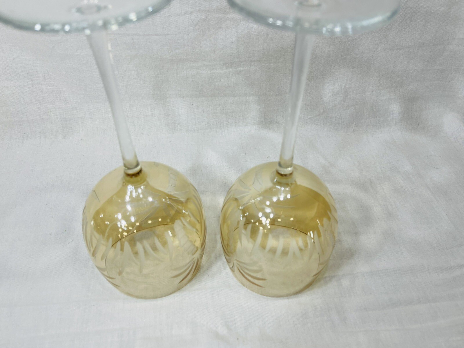 Set 2 Lenox Amber British Colonial Palm Trees Etched Balloon White Wine Glasses eBay
