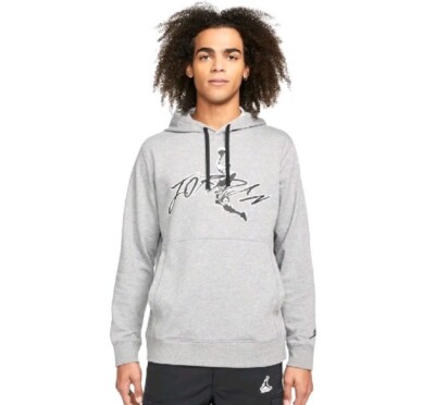 Men's Jordan Grey Dri-FIT Air Fleece Graphic Pullover Hoodie (DJ0634 091) LARGE
